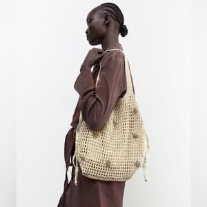 ZARA BEADED EMBELLISHED MESH SHOPPER